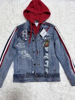 デシグアル✨デニムジャケット 刺繍 スパンコール ラインストーン 黒 34 デシグアル Desigual 四角いポケット付き刺繍デニム(508418115