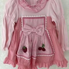 新品未使用タグ付き♡シャーリーテンプル♡ピンクエプロンワンピース♡110長袖 新品未使用タグ付き♡シャーリーテンプル♡ピンクエプロン