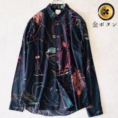 美品 Paul Smith ビーチスケッチシャツ L ブラック 総柄 金