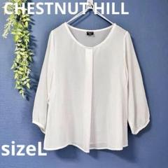 CHESTNUT HILL 【L】七分袖　シースルー　ブラウス　オフホワイト