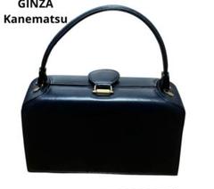 ✨美品✨ギンザカネマツ エナメル ハンドバッグ ブラック GINZA Kanematsu - 銀座かねまつ がま口 ハンドバッグ エナメル