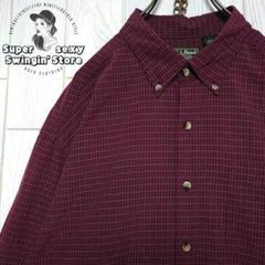 人気 エルエルビーン 長袖 BDシャツ XL レッド チェック アウトドア 古着