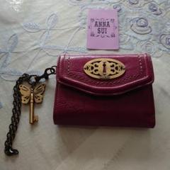 極美品】アナスイ ビッグバタフライ 三つ折り財布 がま口 ロゴ金具