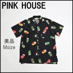 ビンテージピンクハウス半袖シャツ　　　　　⭐️SALE⭐️ ビンテージ80's90's○REACTOR総柄半袖シャツサーモンピンク