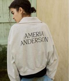 AMERIA ANDERSON ハーフジップ バックロゴプリント スウェット