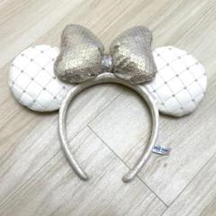 良品 正規品 ディズニー　カチューシャ　キルティング　白 スパンコール パール