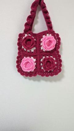 【モチーフ編みバッグ】薔薇 アゼリアピンク・306×307