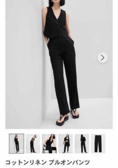 新品未開封★GAP コットンリネン プルオン ワイドストレート ワイドパンツ 黒のサムネイル
