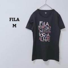 フィラ　Tシャツ　カットソー　半袖　プリント　ロゴ　英字　スポーツ　薄手　M