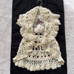 タグ付き未使用【ピンクハウス】ローズモチーフブローチ付きハンドニット　透かし編み タグ付き未使用【ピンクハウス】ローズモチーフブローチ付き