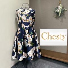 Chesty チェスティ ワンピース 花柄刺繍レース 黒 chesty チェスティ チュール ロング ワンピース 切替 刺繍 花柄