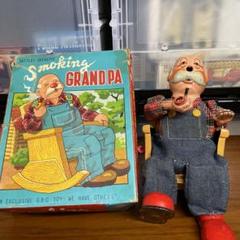 大幅値下げしました。マルサン　ブリキ　smoking grandpa 日本製 超レア製品❗️❗️日本製。マルサン ブリキ smoking grandpa