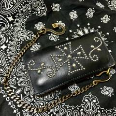 Weirdo レザーウォレット ウォレットチェーン 黒 WEIRDO 長財布 ウォレットチェーン付き｜小物