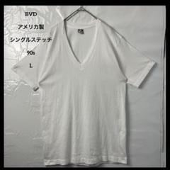 レア】ホワイトtシャツ　BVD アメリカ製　ヴィンテージ90s シングルステッチ