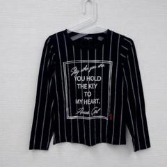Annies Club 英字プリント ストライプ柄 長袖Tシャツ 黒 160