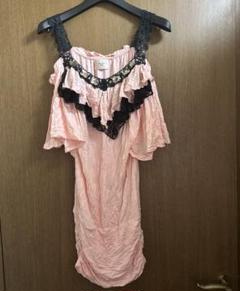 ゴールズインフィニティ ピンクX黒 オフショルビジューワンピ ゴールズインフィニティ ピンクX黒 オフショルビジューワンピ