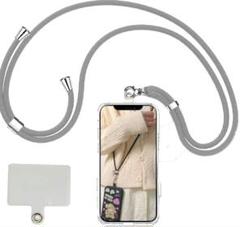 スマホショルダーストラップ 全機種対応 ネックストラップ ライトグレー