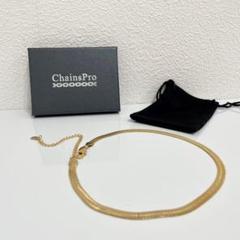 ChainsPro ステンレス ネックレス 38cm×5mm ゴールド 男女兼用