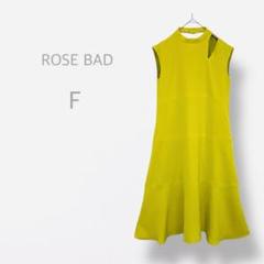 【ROSE BUD】　バンドカラー ノースリーブ　ロング　フレアワンピース　派手