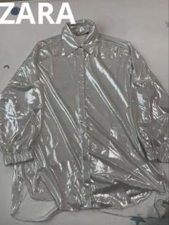 ヨーロッパ 80s 90s シャツ シルバー ブラウス ギャザー ヴィンテージ ヨーロッパ 80s 90s シャツ シルバー ブラウス ギャザー 銀 G916
