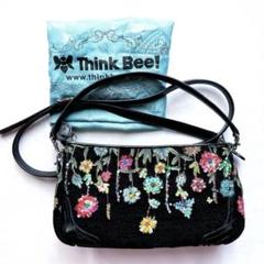 未使用タグ付 Think Bee! フラージェ ビーズバッグ エコバッグ付属 美品】Think Bee! フラージェ ビーズ 2way ショルダーバッグ