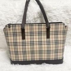 Burberry【セール】国内発■2WAYレザートートバッグ チェック 2025年最新】バーバリー ノバチェック トートバックの人気