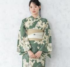 tmr0907mtea ◆浴衣・帯セット 萌葱 洗える浴衣芍薬花柄浴衣 今季大人気新品 ◇浴衣帯セット 萌葱 洗える浴衣モダン芍薬花柄