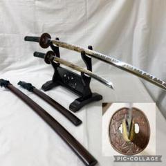 模造刀 二本差し 太刀 脇差 竹柄 虎柄 鍔 茶ヒビワレ 模造刀 二本差し 太刀 脇差 竹柄 虎柄 鍔 茶ヒビワレ - メルカリ