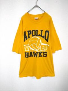 ヘインズ　Hanes　Tシャツ　メンズXL　黄色　綿100％　前プリント