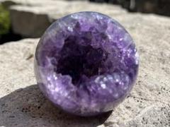【来福】ウルグアイ産⭐️アメジスト笑口⭐️龍穴⭐️N7⭐️台座付き