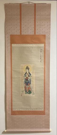 揚枝観世音菩薩掛け軸額縁入り包装ダンボール