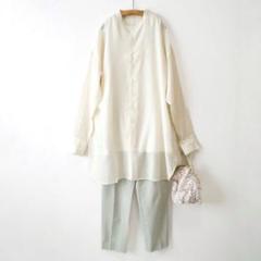 美品 y/m スタンドカラールーズシャツ ロング丈 ビッグシルエット ゆったり