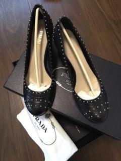 未使用品✨PRADA プラダ　フラットシューズ　パンプス　ブラック　レザー　黒 PRADA プラダ シューズ フラットシューズ 1F567N069 バレリーナ