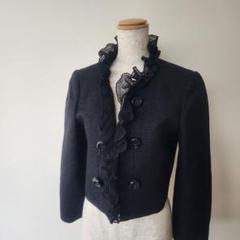 美品☆ユキトリイ フリル ジャケット レース ノーカラー