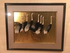 尾形光琳　「群鶴」　金箔リトグラフ　作品証明シール有り 尾形光琳 「群鶴」 金箔リトグラフ 作品証明シール有り - メルカリ