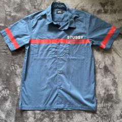 美品！STUSSY 半袖ワークシャツ/M ネイビー　レッド