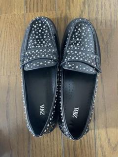 ZARA スタッズ ローファー BLACK 38 ZARA スタッズ ブラック ローファー - メルカリ