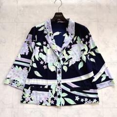 極美品✨レオナール カンカン ジャケット 紫陽花 花柄 トリム