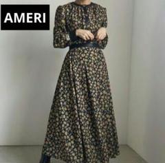 AMERI 花柄 長袖 ロングワンピース