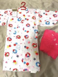 ♪ベビー浴衣90cm ♪新品未使用品♪りんご、人参、うさぎ柄♪帯セット♪