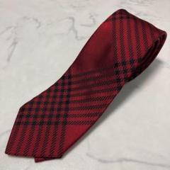 美品　タケオキクチTAKEOKIKUCHI ネクタイ　レッド　チェック柄
