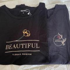 半袖Tシャツ2枚セット☆ブラック 4L サイズおしゃれな一輪花【新品未使用品】