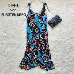 DVF ダイアンフォンファンステンバーグ　総柄シルクワンピース　サイズ6★P58