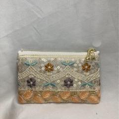 インド刺繍リボン　ポーチ　ハンドメイド