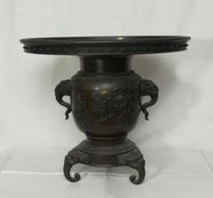 中光造　唐銅　薄端　花器　共箱　N　R8331B 薄端花器 唐銅 中光 紙箱入 華道具 池坊 御玄猪 金属工芸 伝統