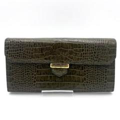 極美品 イヴサンローラン YSL 長財布 クロコ レザー グリーン 高級感