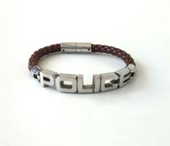 POLICE ブラウンレザーブレスレット*イントレチャート