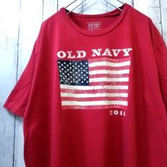 OLD NAVY アメリカ 星条旗 ビッグサイズ Tシャツ レッド 2XL 古着