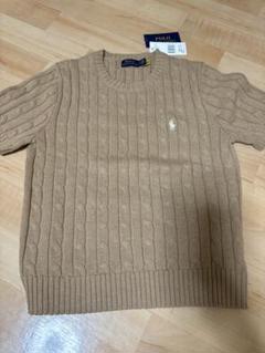 POLO RALPH LAUREN 半袖ケーブルニットコットン ブラウン ラルフローレン コットン ケーブルニット ポロマーク 半袖