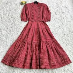 美品♡インゲボルグ ドットワンピース ピンタック ティアード ベルト ピコフリル